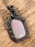 Pink Opal Copper Wrapped Pendant