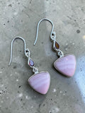 Pink Opal & Garnet Solid 925 Sterling Silver Earrings