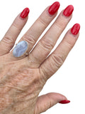 Blue Lace Agate Solid 925 Sterling Silver Ring 7