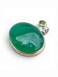 Green Onyx & Peridot Solid 925 Sterling Silver Pendant