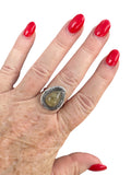Gold Rutilated Quartz Solid 925 Sterling Silver Ring 9.5