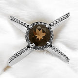 Smoky Topaz Solid 925 Sterling Silver Ring 7.5