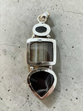 Black Striped Agate Silver Overlay Pendant