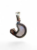 Rainbow Moonstone Moon & Star Solid 925 Sterling Silver Pendant