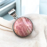 Rhodochrosite Solid 925 Sterling Silver Pendant