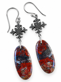 Red Brecciated Jasper Solid 925 Sterling Silver Earrings