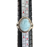 Caribbean Larimar Solid 925 Sterling Silver Ring 5