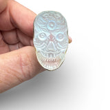 SUGAR SKULL Luminite Solid 925 Sterling Silver Ring Adjustable