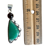 Variscite & Garnet Solid 925 Sterling Silver Pendant