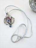 Fordite & Blue Topaz Solid 925 Sterling Silver Pendant with 20 in chain