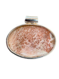 Orange Scolecite & Garnet Solid 925 Sterling Silver Pendant