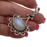 Rainbow Moonstone Solid 925 Sterling Silver Pendant