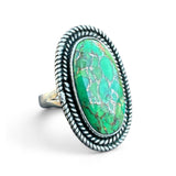 Kingman Green Mojave Turquoise Solid 925 Sterling Silver Ring 8