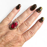 Kingman Red Rose Dahlia Solid 925 Sterling Silver Ring 8