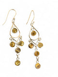 Gold Rutilated Quartz Solid 925 Sterling Silver Earrings