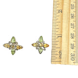 Citrine & Peridot Solid 925 Sterling Silver stud Earrings