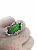 Kingman Green Mojave Turquoise Solid 925 Sterling Silver Ring 7