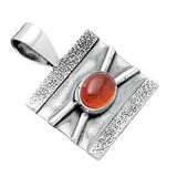 Carnelian Solid 925 Sterling Silver Pendant