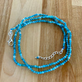 Blue Apatite 3 mm Beaded Necklace