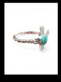 Kingman Turquoise Cactus Solid 925 Sterling Silver Ring 8