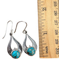 Kingman Blue Copper Turquoise Solid 925 Sterling Silver Earrings