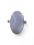 Blue Lace Agate Solid 925 Sterling Silver Ring 7