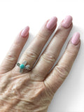 Kingman Turquoise Cactus Solid 925 Sterling Silver Ring 8
