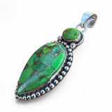 Kingman Green Mojave Turquoise Solid 925 Sterling Silver Pendant
