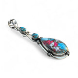 Kingman Cotton Candy Turquoise Solid 925 Sterling Silver Pendant