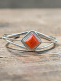 Navajo signed Spiny Oyster Solid 925 Sterling Silver Cuff Bracelet
