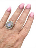 Rainbow Moonstone Solid 925 Sterling Silver Ring 6