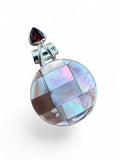 Mother of Pearl & Garnet Solid 925 Sterling Silver Pendant