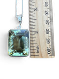 Green Amethyst Prasiolite Solid 925 Sterling Silver Pendant and 18” chain
