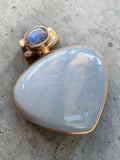 Owyhee Opal & Moonstone Solid 925 Sterling Silver Pendant