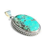 Tibetan Turquoise Solid 925 Sterling Silver Pendant