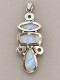 Rainbow Moonstone Silver Overlay Pendant