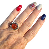 Carnelian Solid 925 Sterling Silver Ring 7.5