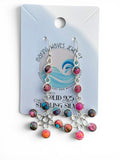 Flower Kingman Pink Dahlia Turquoise Solid 925 Sterling Silver Earrings