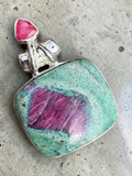 Ruby Fuchsite & Ruby Solid 925 Sterling Silver Pendant