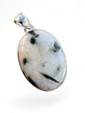 Green Tourmaline in Quartz Solid 925 Sterling Silver Pendant