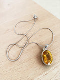 Citrine Solid 925 Sterling Silver Pendant with chain