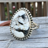White Buffalo Solid 925 Sterling Silver Ring 10