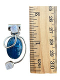 Blue Apatite & Rough Moonstone Solid 925 Sterling Silver Pendant