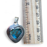 HEART Kingman Blue Copper Turquoise Solid 925 Sterling Silver Pendant