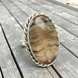 Crazy Lace Agate Solid 925 Sterling Silver Ring 6.5