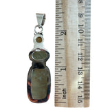 Prehnite & Citrine Solid 925 Sterling Silver Pendant