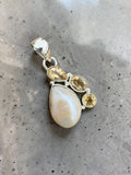 Pearl & Citrine Solid 925 Sterling Silver Pendant