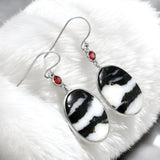 White Buffalo & Garnet Solid 925 Sterling Silver Earrings
