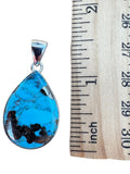 Kingman Turquoise w Pyrite Solid 925 Sterling Silver Pendant