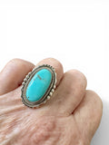 Kingman Turquoise Solid 925 Sterling Silver Ring 7